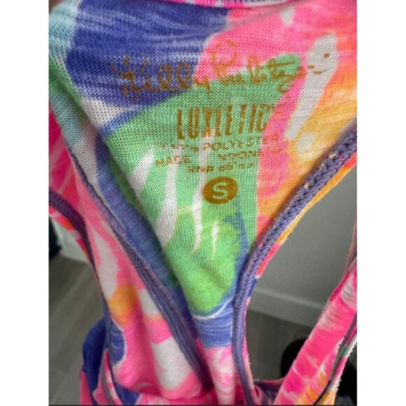 LILLY PULITZER Luxetic Neon Floral Tank Top Size Small - Picture 6 of 6